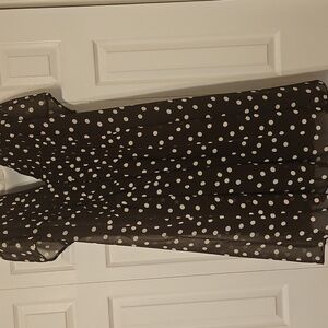 J.B.S. Brown and White Polka Dot Midi Dress